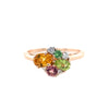 Multi coloured stone & Diamond Ring in Rose Gold