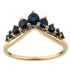 Natural Diamond Ring with Blue Sapphires in Yellow Gold