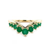 Emerald Chevron V Band Ring in Yellow Gold