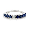 Natural Diamond with Blue Sapphire Ring in White Gold