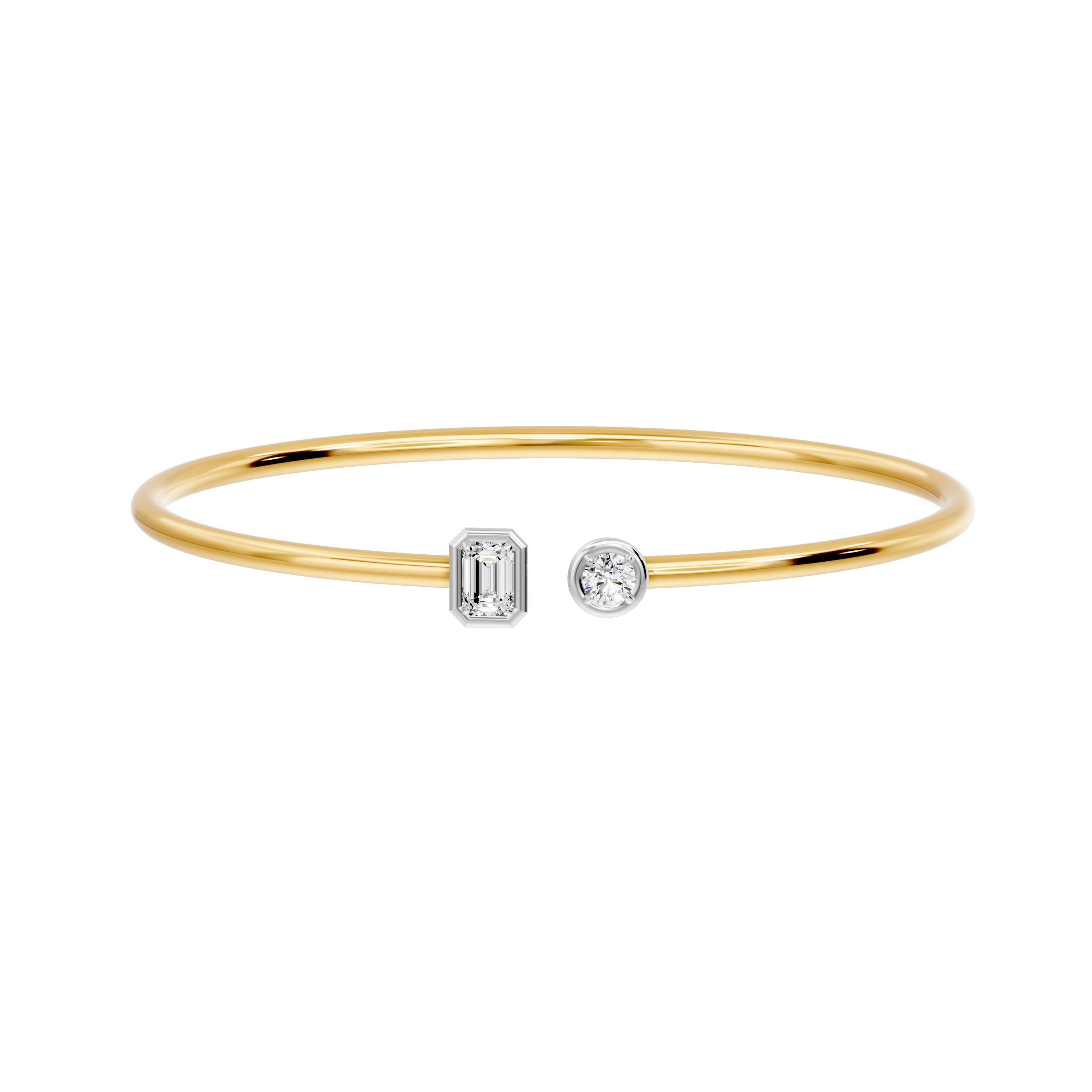 Dual-Cut Diamond Open Bangle – Nara sg